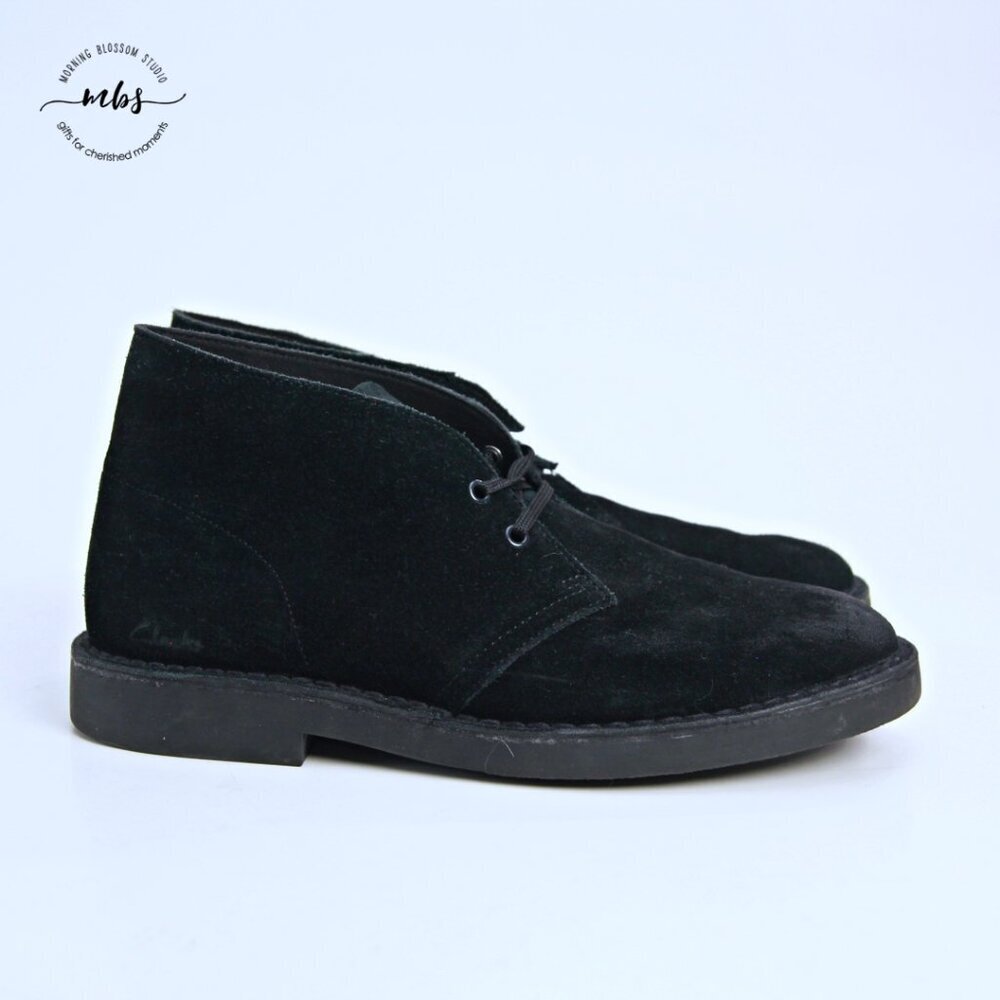 Clarks Bushacre Suede‎ Chukka Desert Boots Black Men 8.5